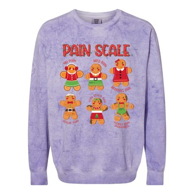 Funny Gingerbread Trauma Nurse Christmas Pain Scale Colorblast Crewneck Sweatshirt