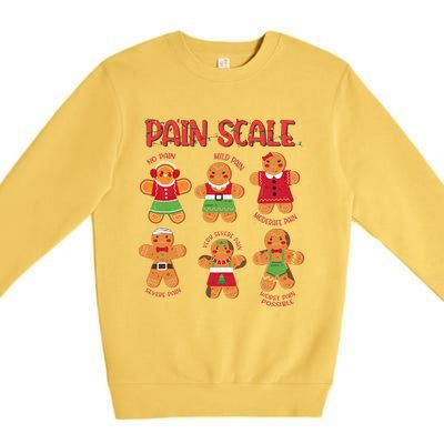 Funny Gingerbread Trauma Nurse Christmas Pain Scale Premium Crewneck Sweatshirt