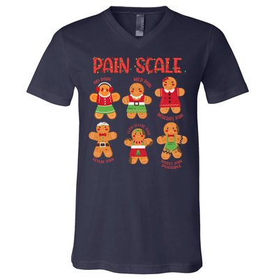 Funny Gingerbread Trauma Nurse Christmas Pain Scale V-Neck T-Shirt