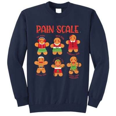 Funny Gingerbread Trauma Nurse Christmas Pain Scale Tall Sweatshirt