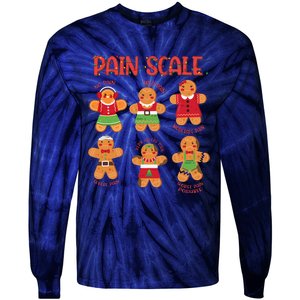 Funny Gingerbread Trauma Nurse Christmas Pain Scale Tie-Dye Long Sleeve Shirt