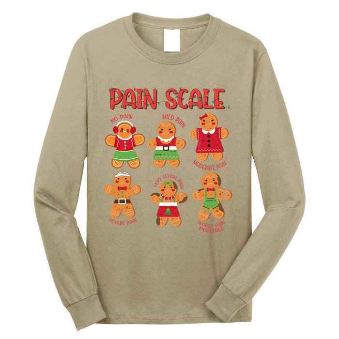 Funny Gingerbread Trauma Nurse Christmas Pain Scale Long Sleeve Shirt