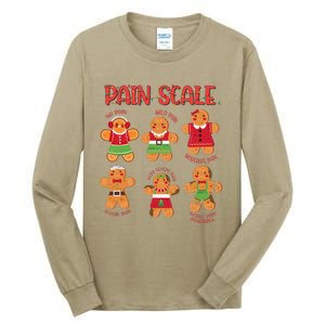 Funny Gingerbread Trauma Nurse Christmas Pain Scale Tall Long Sleeve T-Shirt