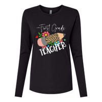 First Grade Teacher Leopard Pencil 1st Grade  Teacher Womens Cotton Relaxed Long Sleeve T-Shirt