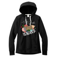 First Grade Teacher Leopard Pencil 1st Grade  Teacher Women's Fleece Hoodie