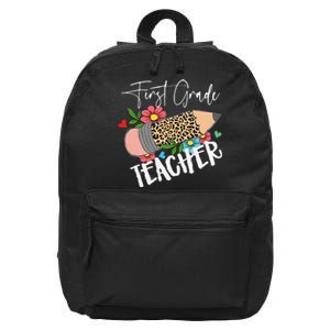 First Grade Teacher Leopard Pencil 1st Grade  Teacher 16 in Basic Backpack