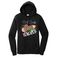 First Grade Teacher Leopard Pencil 1st Grade  Teacher Women's Pullover Hoodie