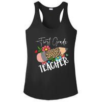 First Grade Teacher Leopard Pencil 1st Grade  Teacher Ladies PosiCharge Competitor Racerback Tank