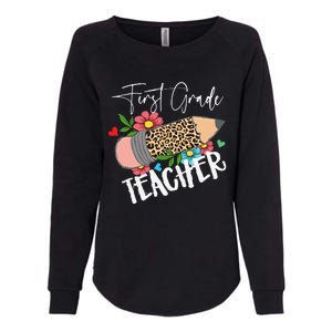 First Grade Teacher Leopard Pencil 1st Grade  Teacher Womens California Wash Sweatshirt