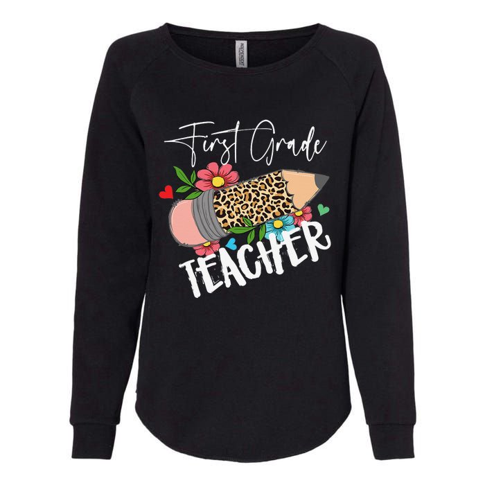 First Grade Teacher Leopard Pencil 1st Grade  Teacher Womens California Wash Sweatshirt