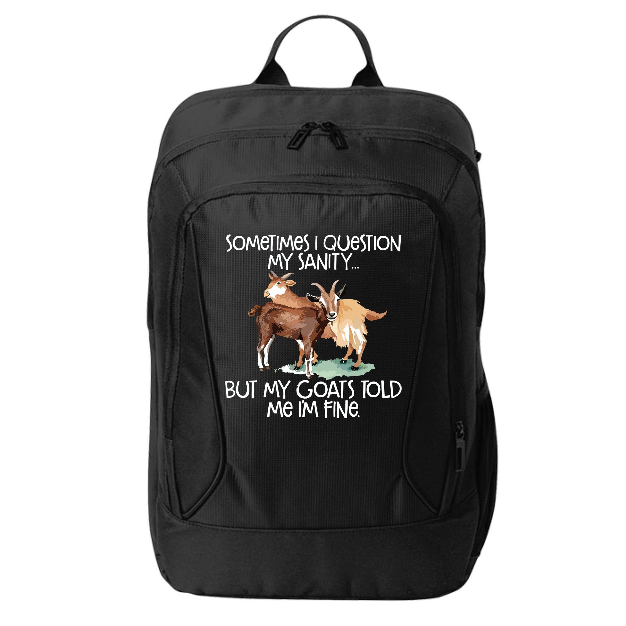Funny Goat Tee For Crazy People Who Speak With Goats City Backpack