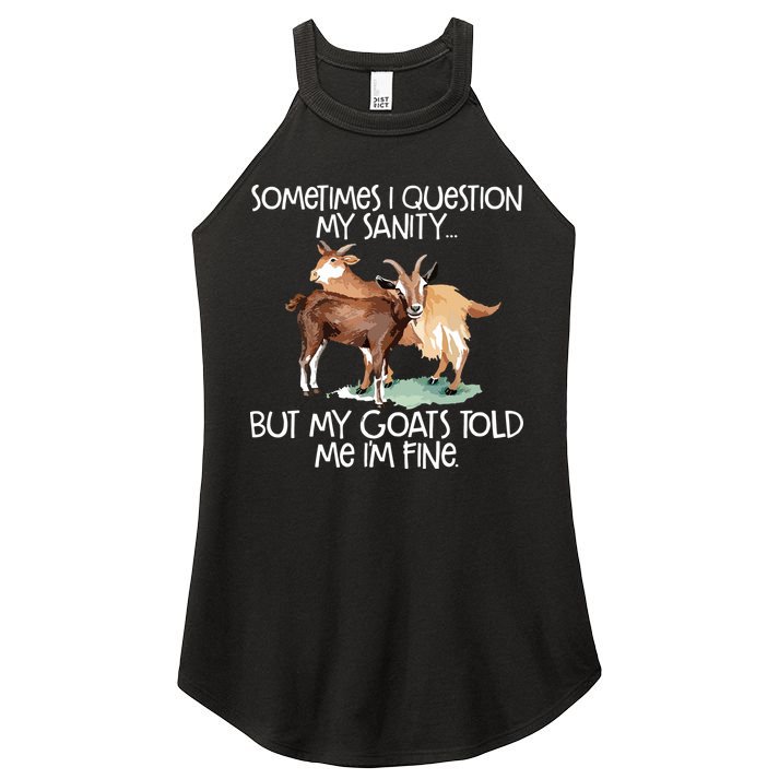 Funny Goat Tee For Crazy People Who Speak With Goats Women's Perfect Tri Rocker Tank