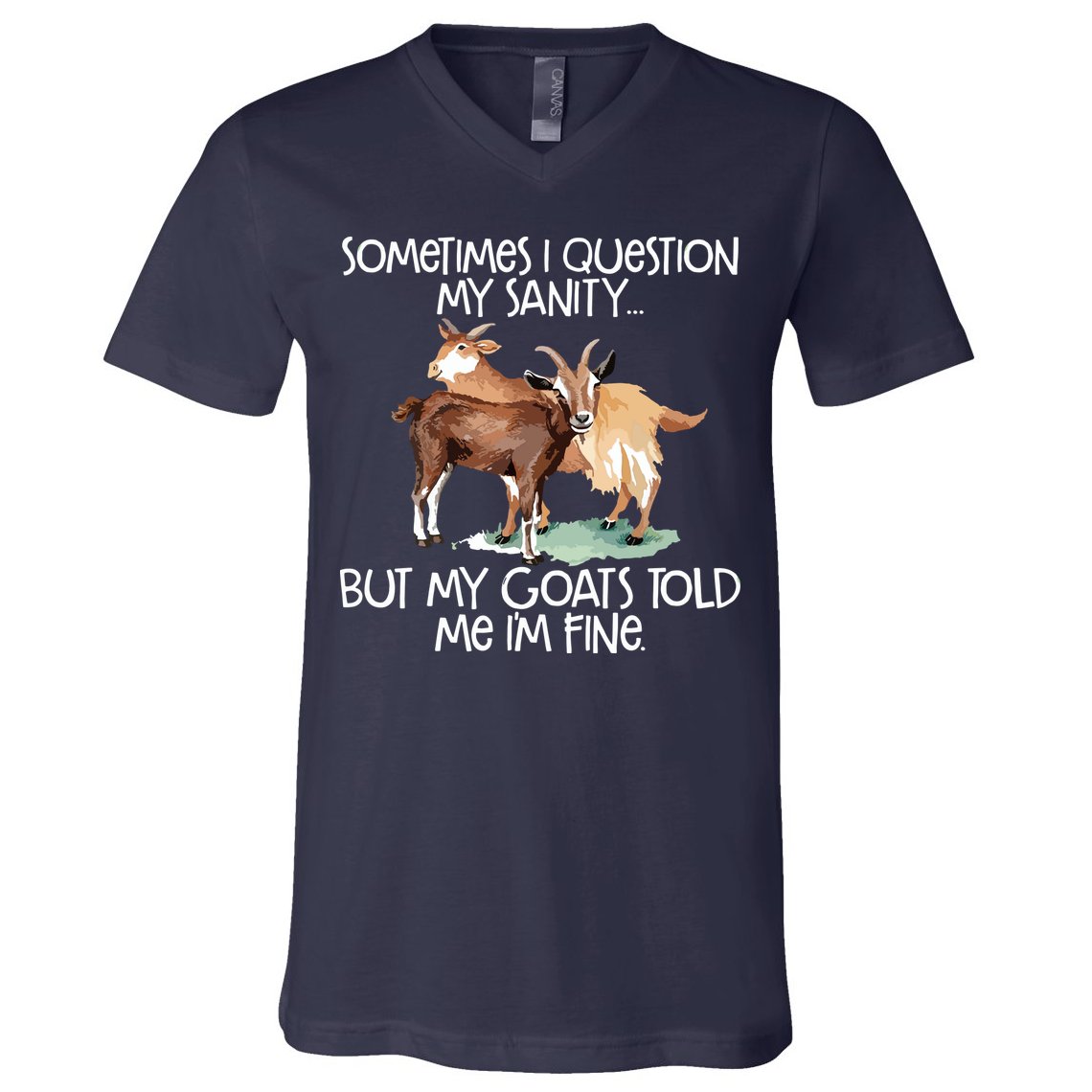 Funny Goat Tee For Crazy People Who Speak With Goats V-Neck T-Shirt