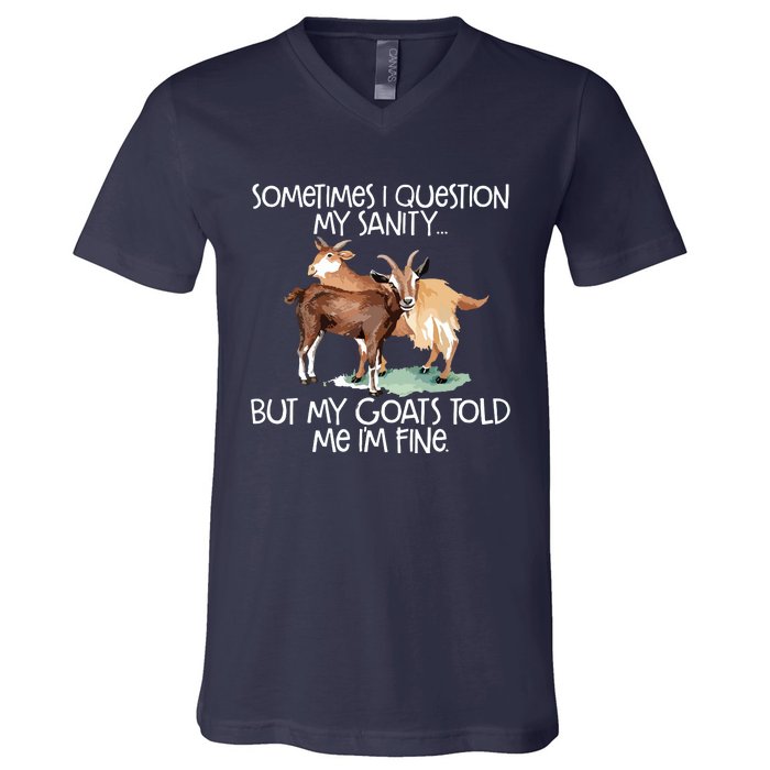 Funny Goat Tee For Crazy People Who Speak With Goats V-Neck T-Shirt