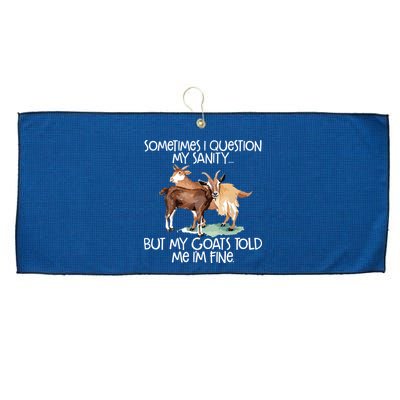 Funny Goat Tee For Crazy People Who Speak With Goats Large Microfiber Waffle Golf Towel