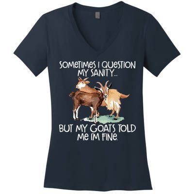 Funny Goat Tee For Crazy People Who Speak With Goats Women's V-Neck T-Shirt