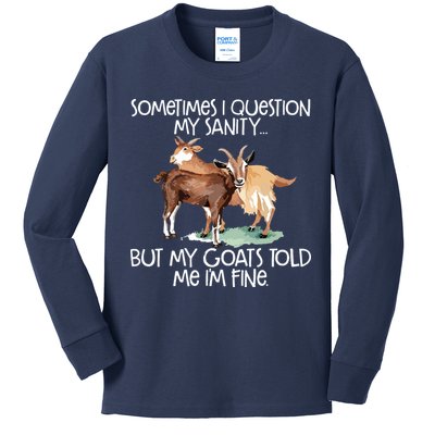 Funny Goat Tee For Crazy People Who Speak With Goats Kids Long Sleeve Shirt