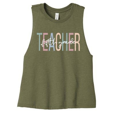 Fifth Grade Teacher Boho 5th Grade Teacher Women's Racerback Cropped Tank