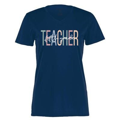 Fifth Grade Teacher Boho 5th Grade Teacher Women's Momentum V-Neck T-Shirt