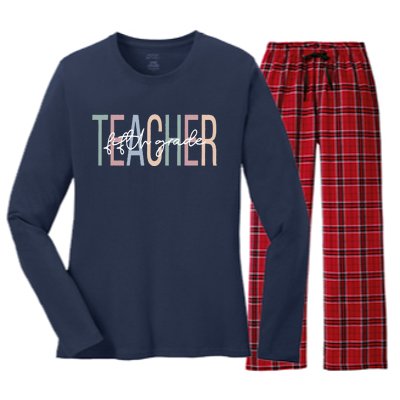 Fifth Grade Teacher Boho 5th Grade Teacher Women's Long Sleeve Flannel Pajama Set 