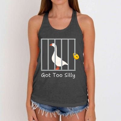 Funny Got Too Silly Silly Goose Women's Knotted Racerback Tank