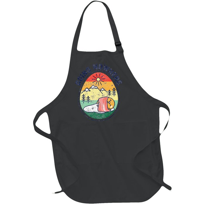 funny Gudetama the Lazy Egg Camping Going Nowhere Full-Length Apron With Pockets