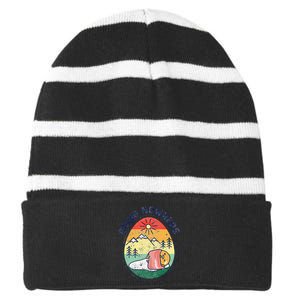 funny Gudetama the Lazy Egg Camping Going Nowhere Striped Beanie with Solid Band