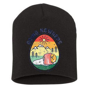 funny Gudetama the Lazy Egg Camping Going Nowhere Short Acrylic Beanie