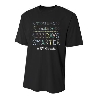 Fifth Grade Teacher 1000 Days Smarter 100 Days Of School Youth Performance Sprint T-Shirt