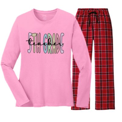 Fifth Grade Teacher Appreciation 5Th Grade Crew Gift Women's Long Sleeve Flannel Pajama Set 