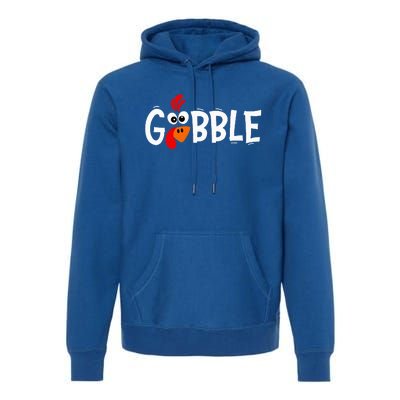 Funny Giant Turkey Face Thanksgiving Gobble Holiday Family Premium Hoodie