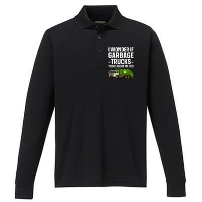 Funny Garbage Truck Art Trash Garbage Truck Performance Long Sleeve Polo