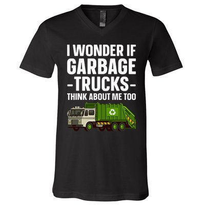 Funny Garbage Truck Art Trash Garbage Truck V-Neck T-Shirt