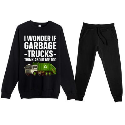 Funny Garbage Truck Art Trash Garbage Truck Premium Crewneck Sweatsuit Set