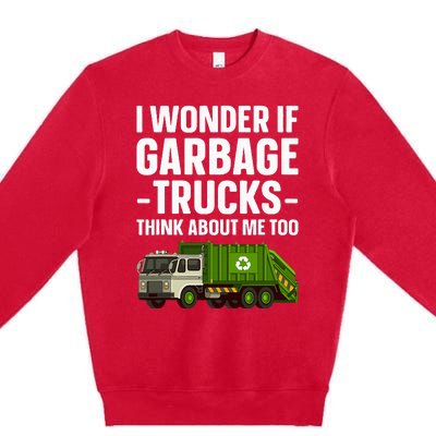 Funny Garbage Truck Art Trash Garbage Truck Premium Crewneck Sweatshirt