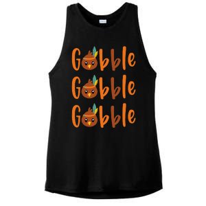 Funny Gobble Turkey Pilgrim Little Thanksgiving Ladies PosiCharge Tri-Blend Wicking Tank