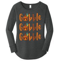 Funny Gobble Turkey Pilgrim Little Thanksgiving Women's Perfect Tri Tunic Long Sleeve Shirt