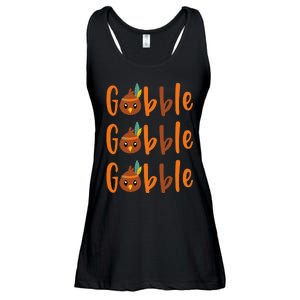 Funny Gobble Turkey Pilgrim Little Thanksgiving Ladies Essential Flowy Tank