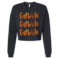 Funny Gobble Turkey Pilgrim Little Thanksgiving Cropped Pullover Crew