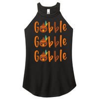 Funny Gobble Turkey Pilgrim Little Thanksgiving Women's Perfect Tri Rocker Tank