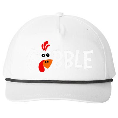 Funny Giant Turkey Face Thanksgiving Gobble Holiday Family Snapback Five-Panel Rope Hat