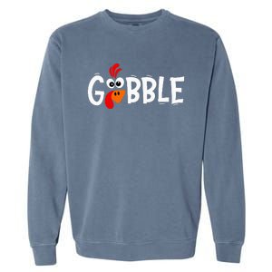 Funny Giant Turkey Face Thanksgiving Gobble Holiday Family Garment-Dyed Sweatshirt