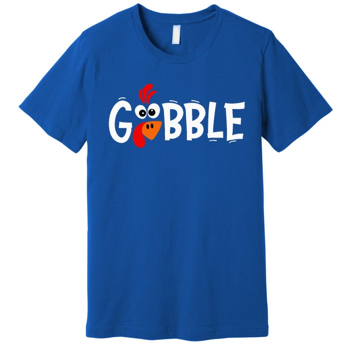 Funny Giant Turkey Face Thanksgiving Gobble Holiday Family Premium T-Shirt