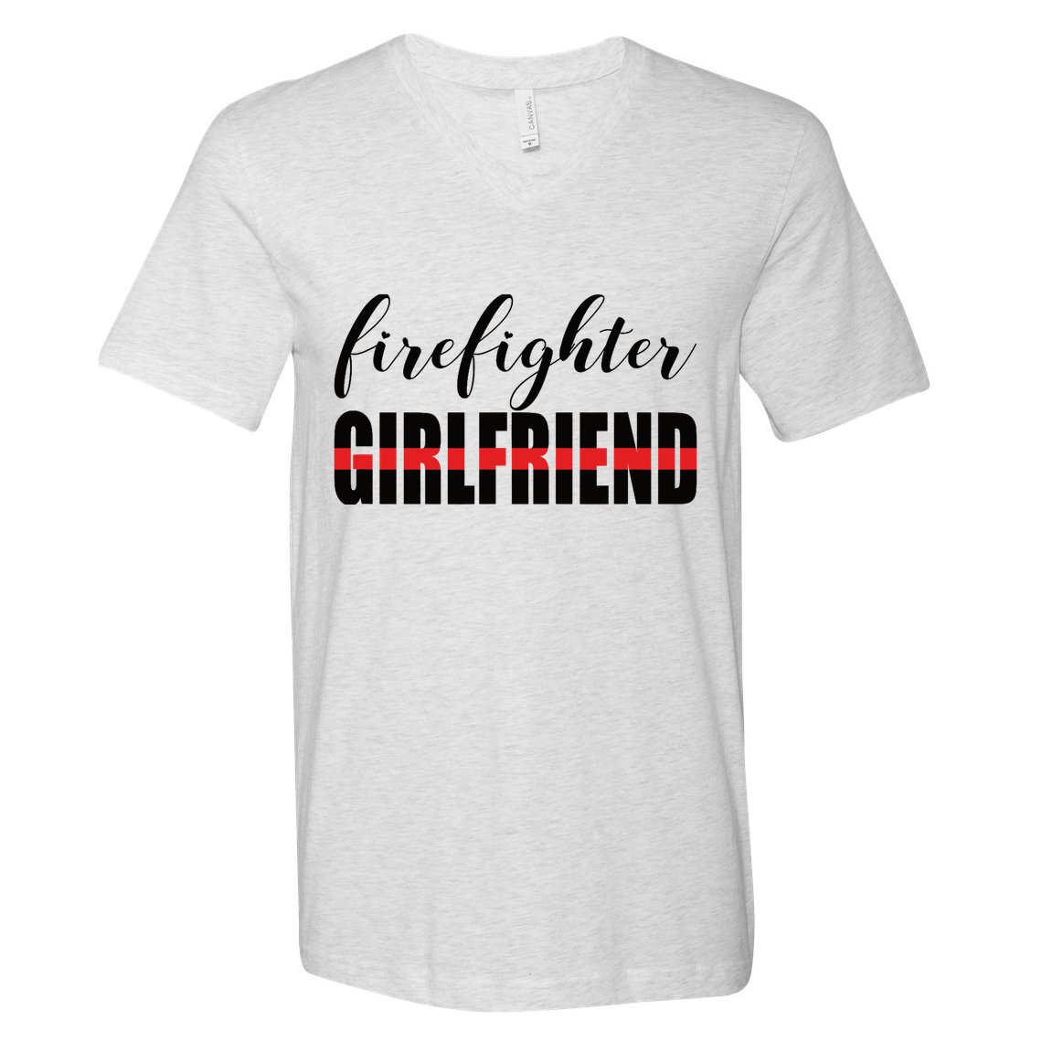 Firefighter Girlfriend - Thin Red Line Fireman Love V-Neck T-Shirt