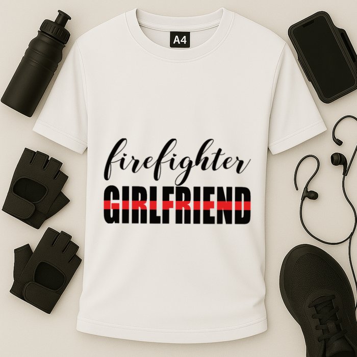 Firefighter Girlfriend - Thin Red Line Fireman Love Cooling Performance Crew T-Shirt