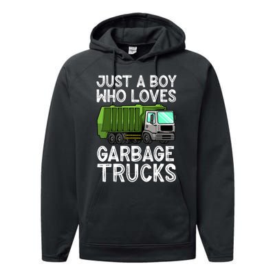 Funny Garbage Truck Design For Boy Trash Truck Performance Fleece Hoodie