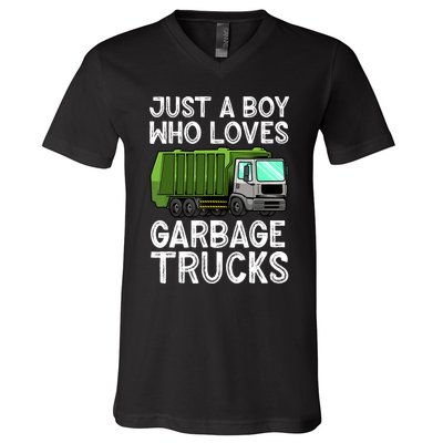 Funny Garbage Truck Design For Boy Trash Truck V-Neck T-Shirt