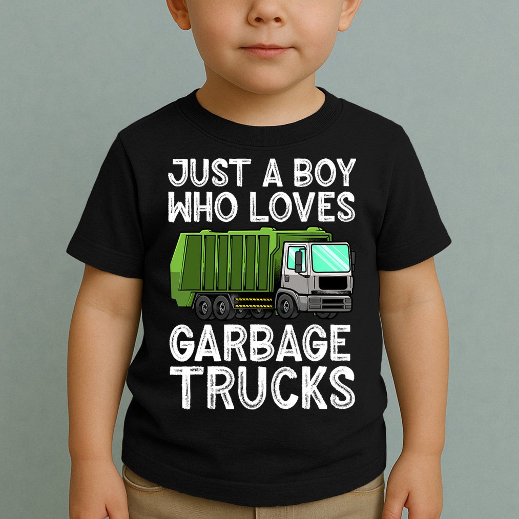 Funny Garbage Truck Design For Boy Trash Truck Toddler T-Shirt