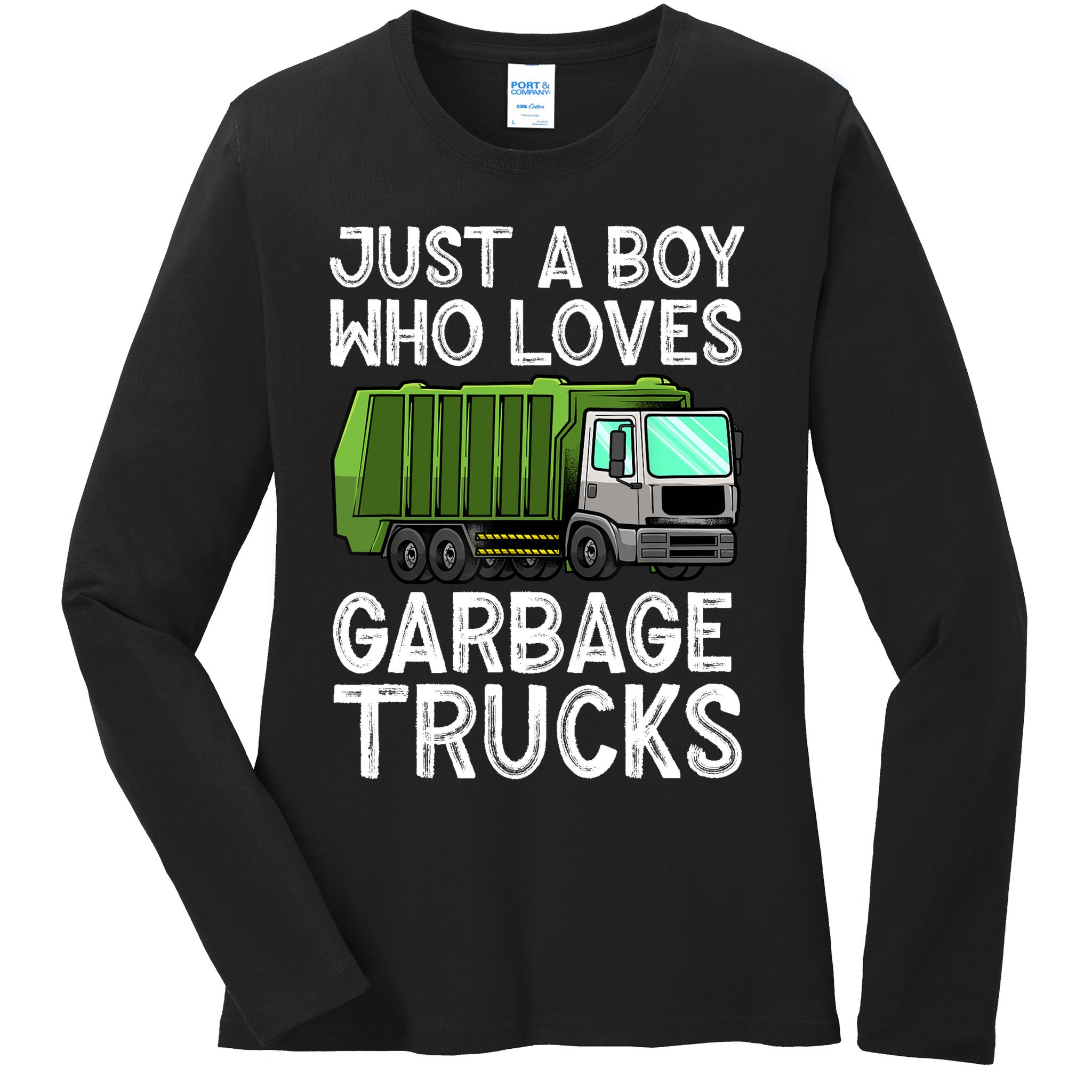 Funny Garbage Truck Design For Boy Trash Truck Ladies Long Sleeve Shirt