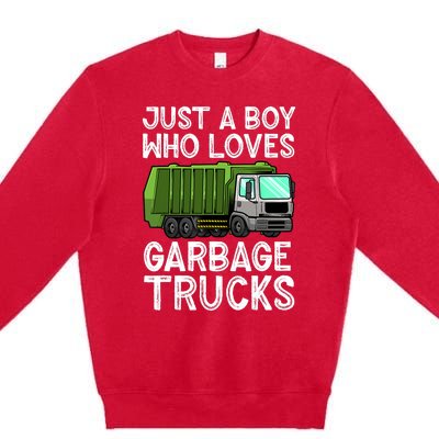 Funny Garbage Truck Design For Boy Trash Truck Premium Crewneck Sweatshirt